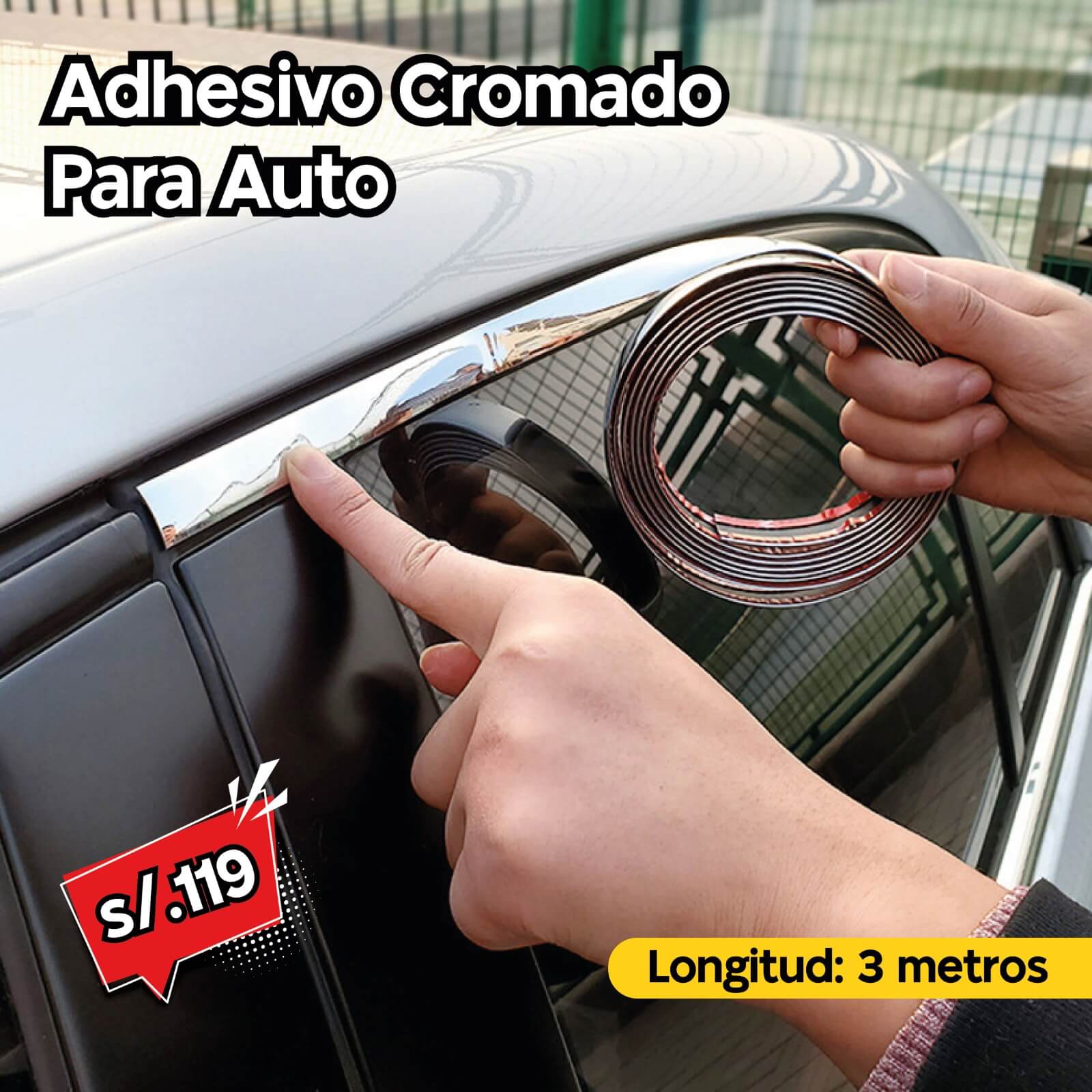 Adhesivo Cromado para Auto